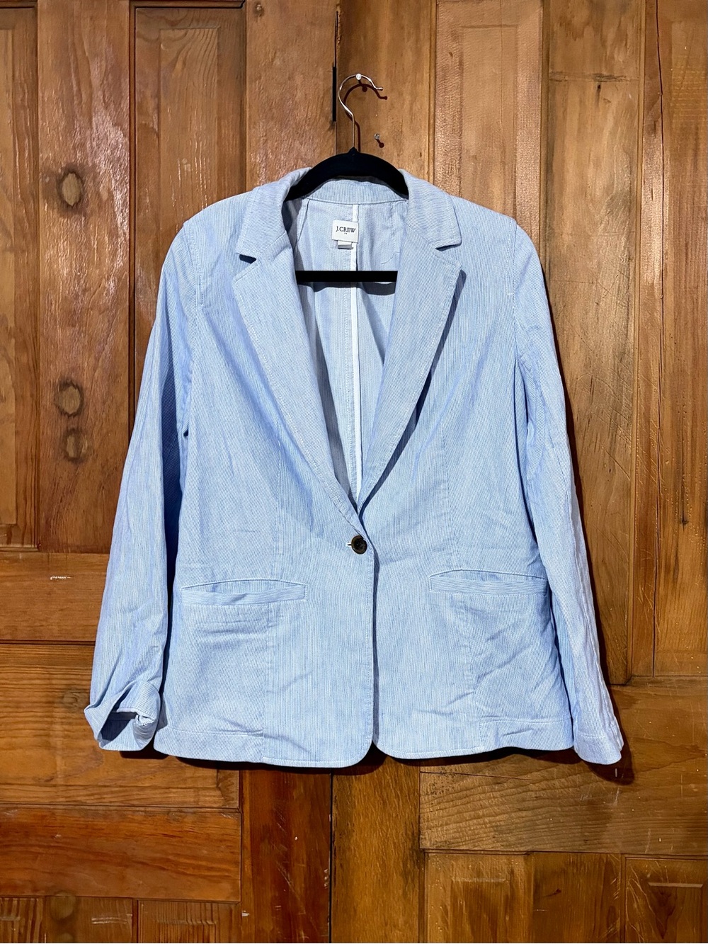 J.Crew – Relaxed Cotton Linen Blend Blazer – Blue White Stripe – Sz. 8